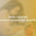 How I applied classroom knowledge practically