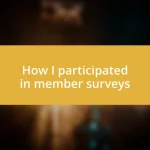 How I participated in member surveys