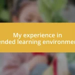 My experience in blended learning environments