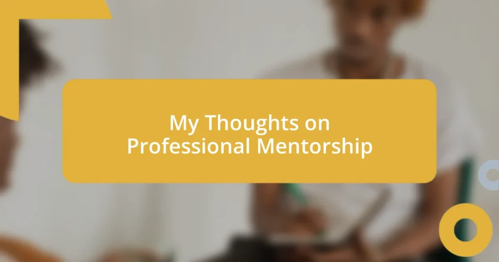 My Thoughts on Professional Mentorship