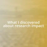 What I discovered about research impact