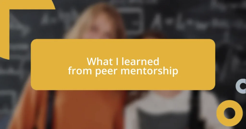 What I learned from peer mentorship