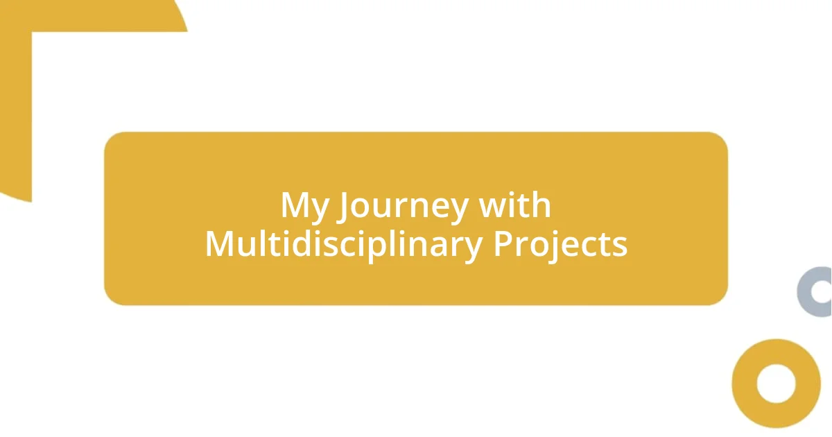 My Journey with Multidisciplinary Projects